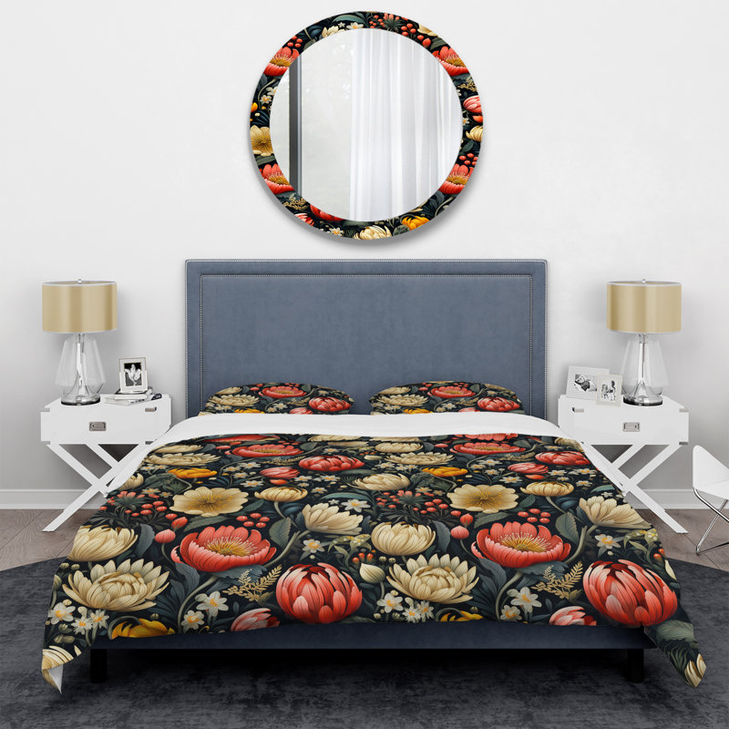 Ensemble de housse de couette floral corail et beige Jungle Garden Dreams - Floral