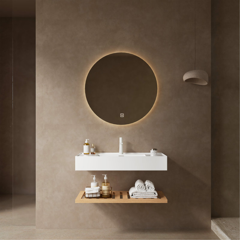 Meuble-lavabo élégant avec lavabo en acrylique de qualité supérieure et rangement spacieux