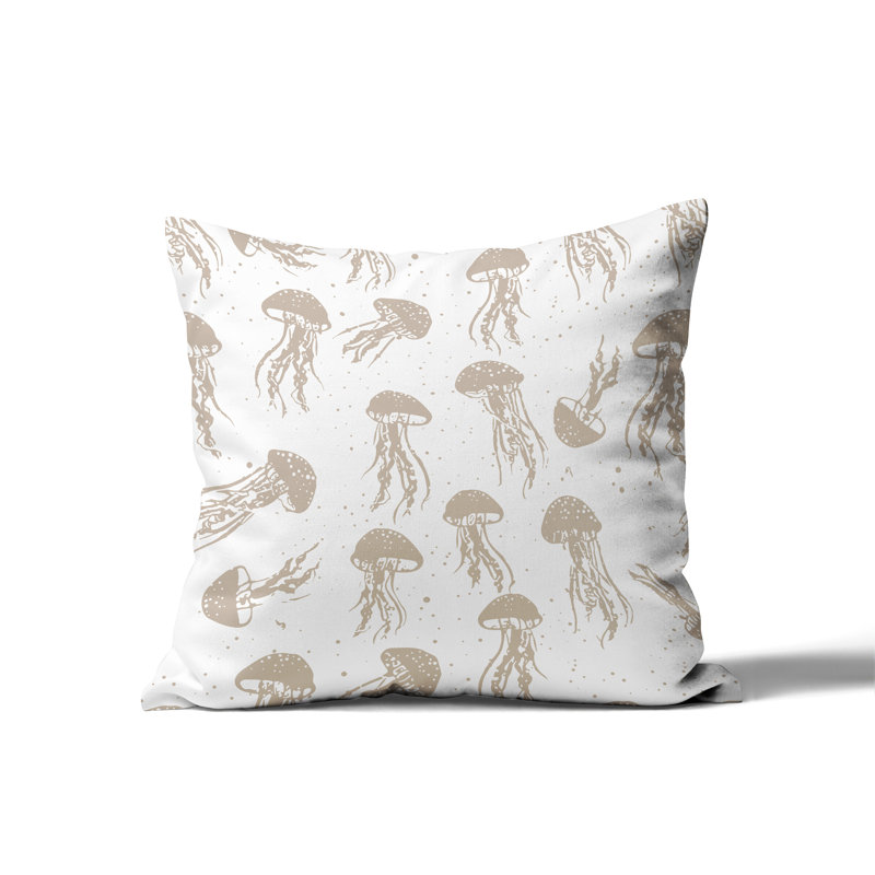 Barnon Outdoor Reversible Throw Pillow, Beige, 16"H x 16"W