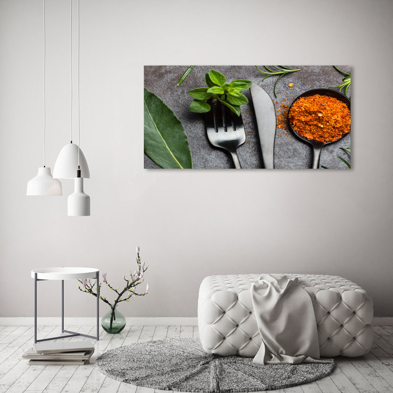 Cutlery And Spices - Wrapped Canvas Print