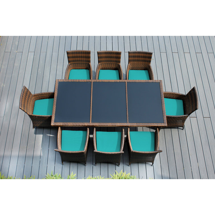 Pavior Rectangular 8 - Person 82" Long Dining Set with Cushions