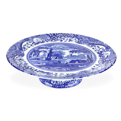 Spode Blue Italian Footed Cake Plate 10.5"