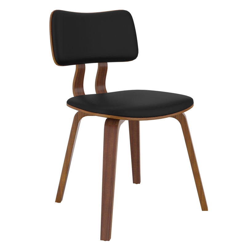 Uselton 18.25'' H Faux Leather Upholstered Side Chair, Black, Walnut, 2