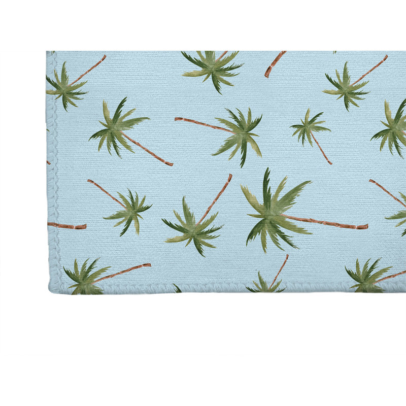 Tapis de cuisine antidérapant Summer Palms, Rectangulaire 2 pi x 3 pi, Bleu nuage