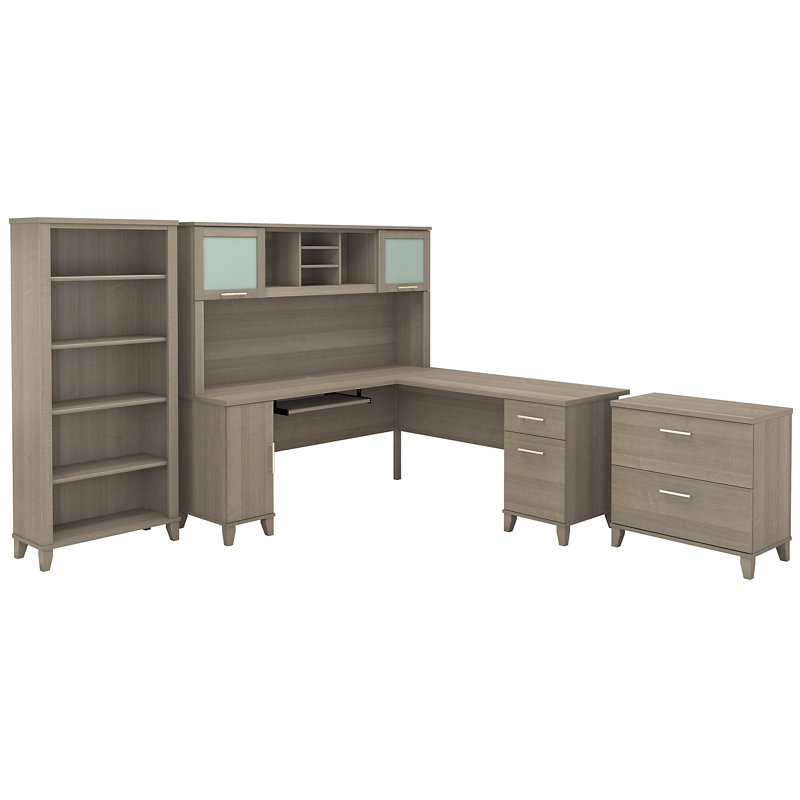 Magomed 4 Piece Computer Desk Office Set, Ash Gray