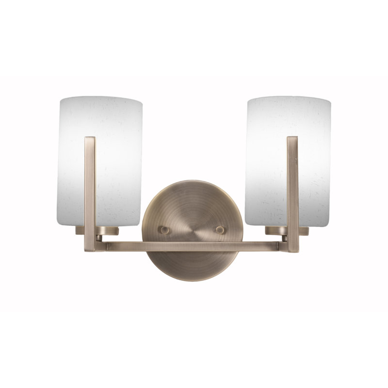 Barre d'éclairage de salle de bain 2 lumières Atlas avec finition en graphite et verre mousseline blanc 4 po