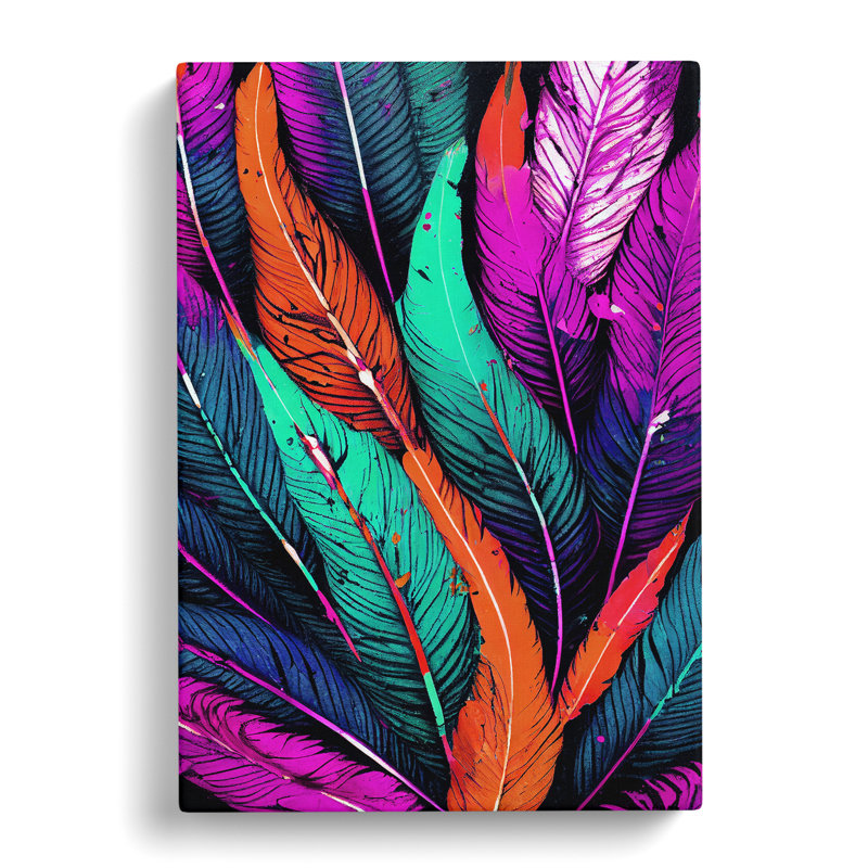 XV1022-4077X Splashed Feathers No.2 Abstract - Print, Wrapped Canvas, 50cm H x 35cm W, No Matte