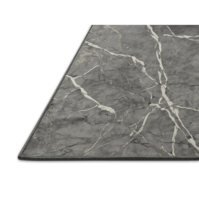 Tapis gris soyeux et moelleux, Rectangle 2 pi x 3 pi