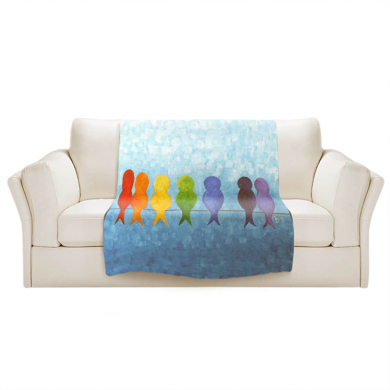  Couverture arc-en-ciel Rainbow Birds, 68 po x 80 po
