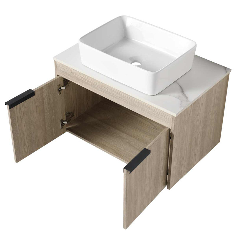 Meynell 29.5 " W Free Standing Wall Mounted 1 Single Vanity Bathroom Vanity With Solid Wood Top