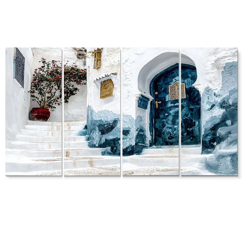 Bleu, chefchaouen, ville bleue au Maroc II - ensemble d'art mural Maroc, H 28 po x l 48 po