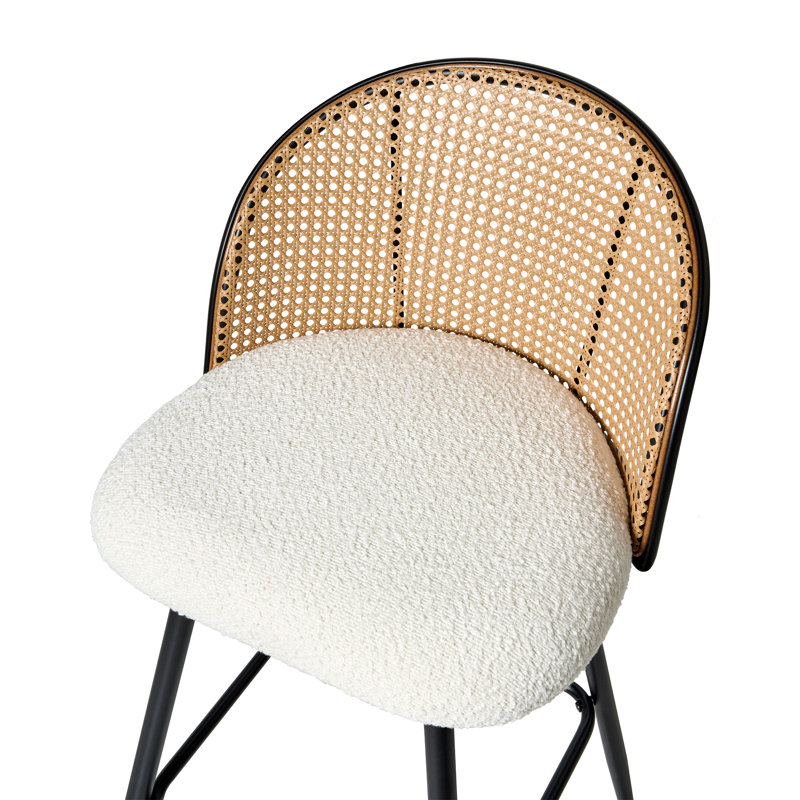 Set of 2 Bar Chairs NATHAN Swivel, Off White, 66"