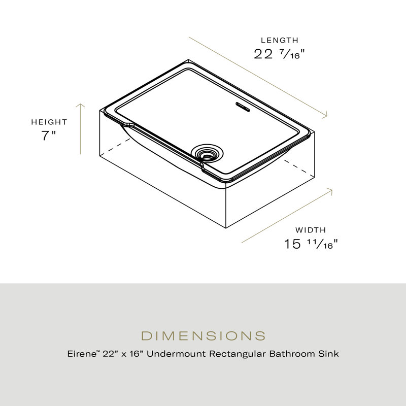 Eirene 16'' White Solid Surface Rectangular Undermount Bathroom Sink