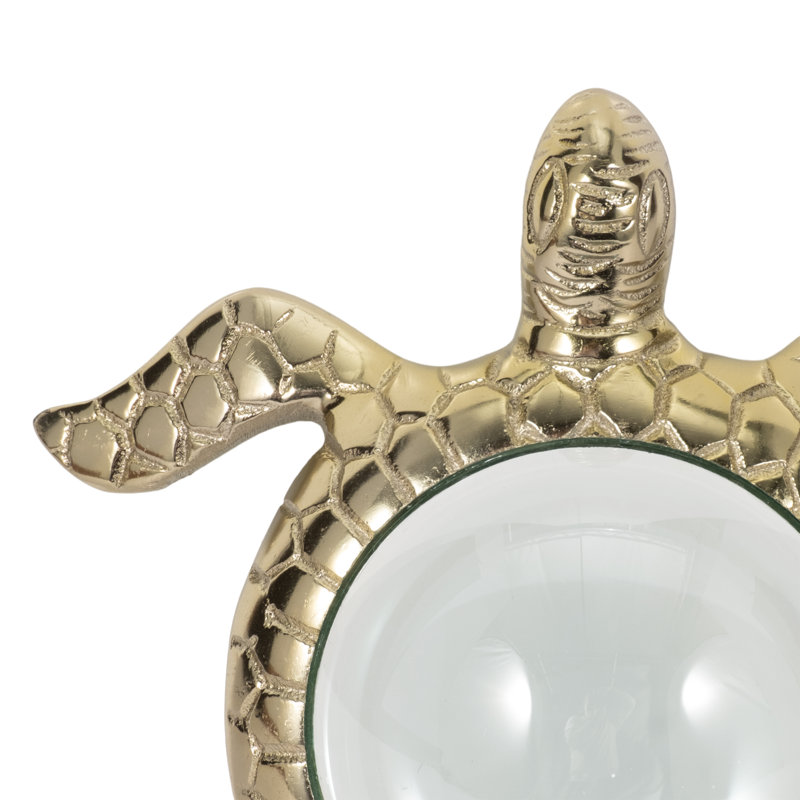 Sculpture en forme de tortue en métal et aluminium avec coquille texturée et centre en forme de dôme pour les décorations d'inspiration côtière et décoration nautique élégante à thème nautique