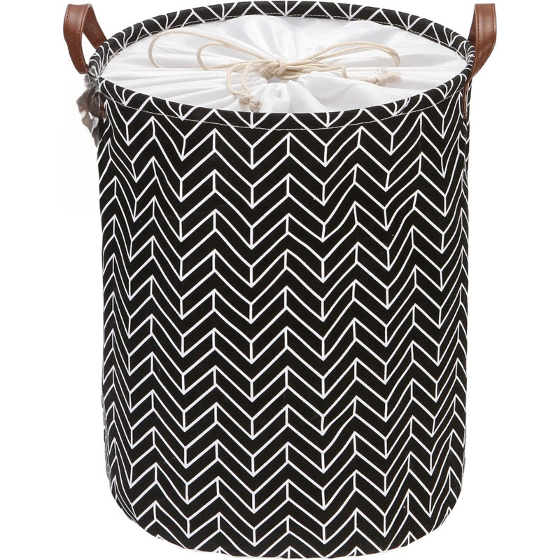 Canvas Laundry Cart, Black/White