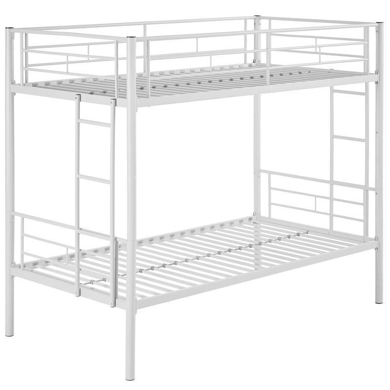 Structure de lit superposé simple en métal avec échelle Aafke Kids, Blanc