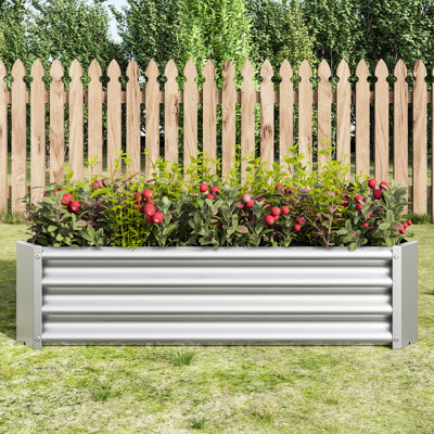 Jardinière rectangulaire surélevée argent 421Ft pour la plantation d'herbes, de fleurs et de légumes