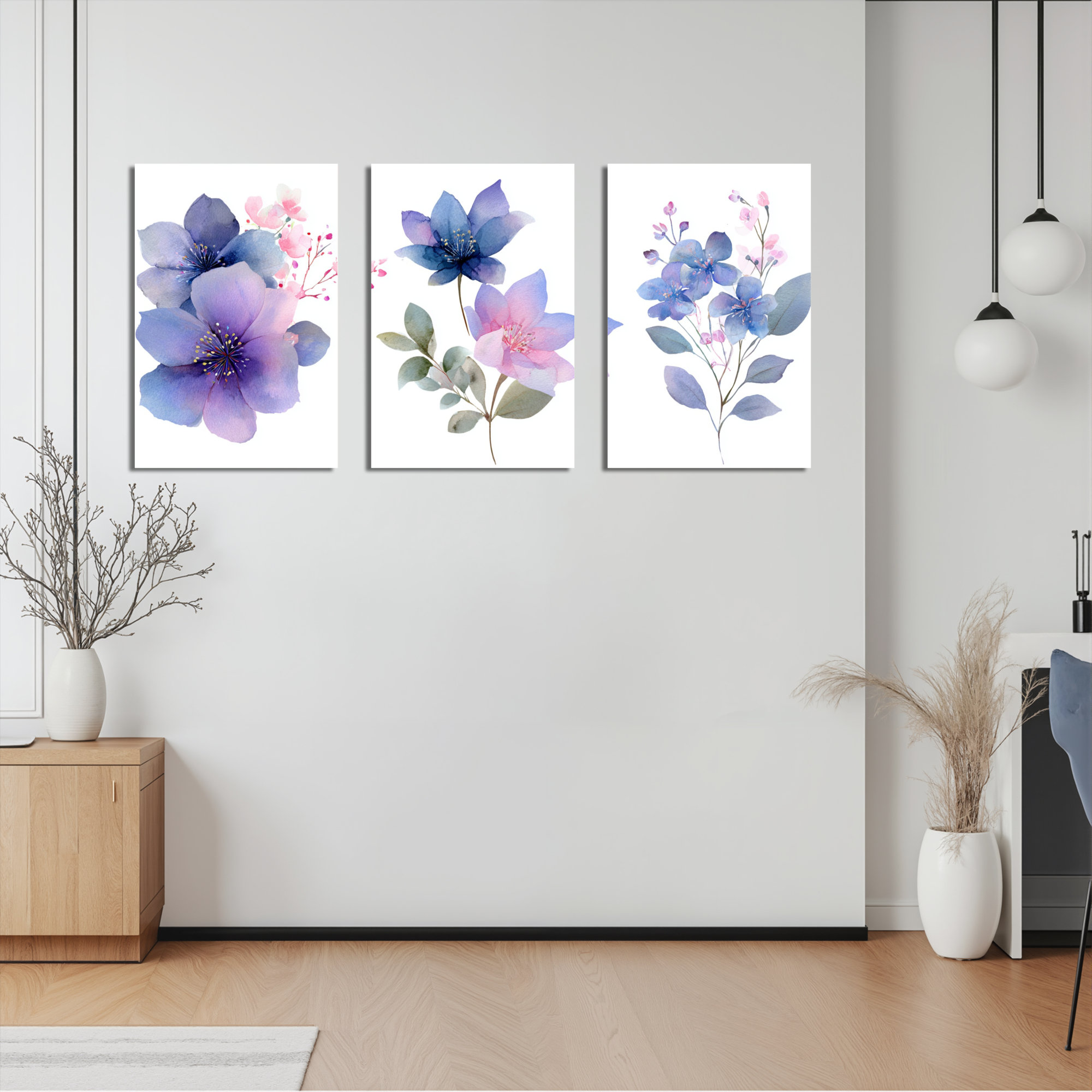 Winston Porter Watercolor Floral Canvas Wrapped Wall Art Set Of 3 For ...