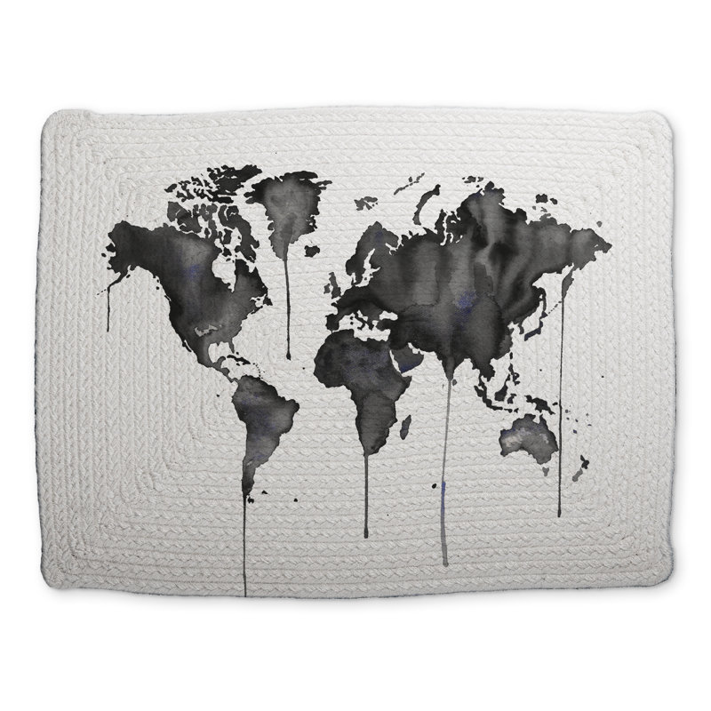 Watercolor World Map Placemat | Earth & Galaxy Blue Decor