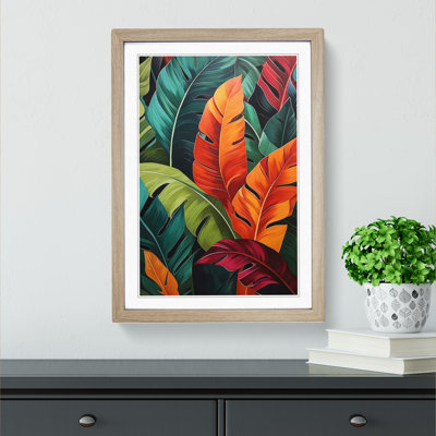 Tropical Leaf Hard Edge - Single Picture Frame Print on Wood