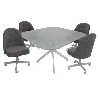 M235 Dinette Swivel Metal Caster Chairs  Crackle Glass
