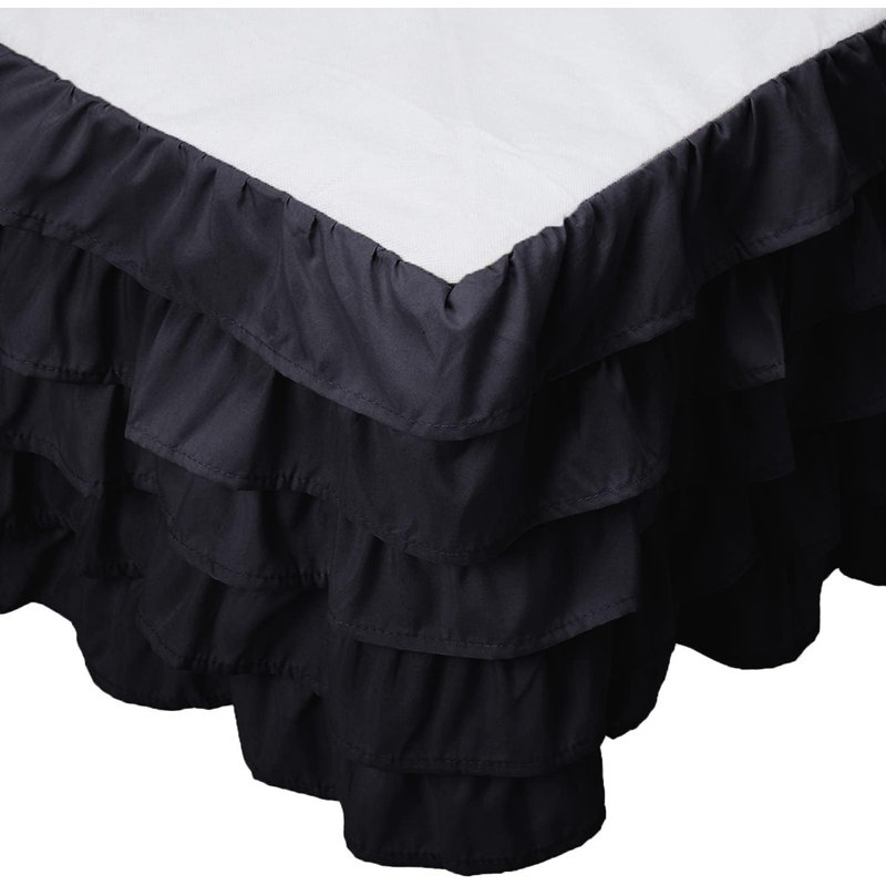 Multi-Ruffle King Bed Skirt, Black