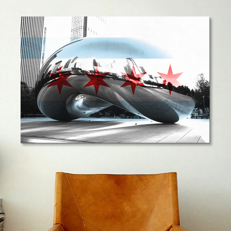 «Chicago Gate, The Cloud Gate (the Bean)», impression sur toile, H 12 po x l 18 po x P 1,5 po, Pas de tapis, Toile tendue