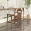 Tabouret de bar 30,5 "à dossier courbé en rotin de canne, blanc ivoire-1770865594