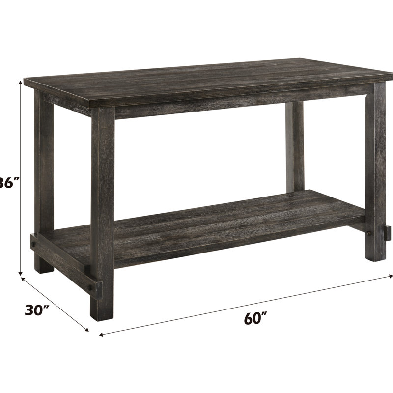 Table grise en bois à hauteur de comptoir Ii - Fabrication, tablette inférieure incluse