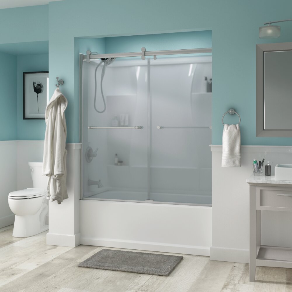 Delta Porte de baignoire coulissante contemporaine 60 x 58-3 / 4 avec  verre Niebla Windemere - Wayfair Canada