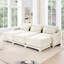 Canapé 3 places, 3 repose-pieds mobiles, équipé d'un coussin lombaire, tissu en chenille, base en bois de haute qualité, conception ergonomique, éponge à haute résilience-27467219