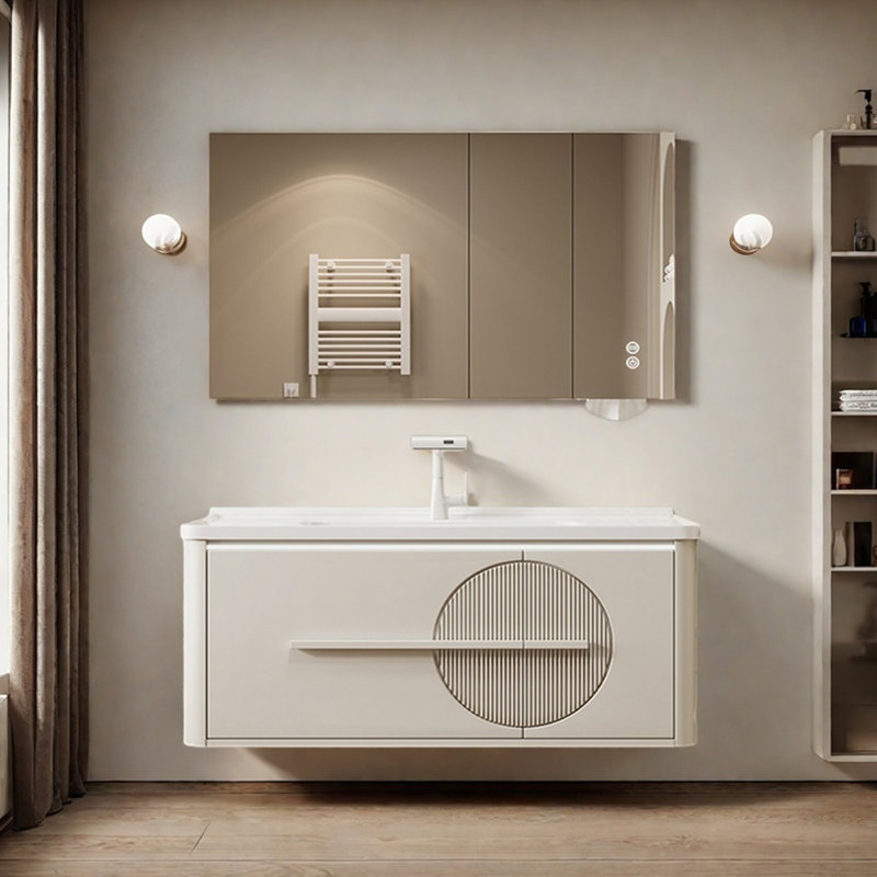 Armoire de salle de bain de style crème minimaliste
