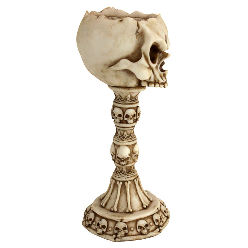Skullduggery Gothic Fantasy Skull Tabletop Candlestick Set