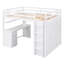 Lit mezzanine pleine grandeur, tiroirs, bureau, garde-robe, sécuritaire et élégant, pin de haute qualité en pleine croissance, utilisation durable