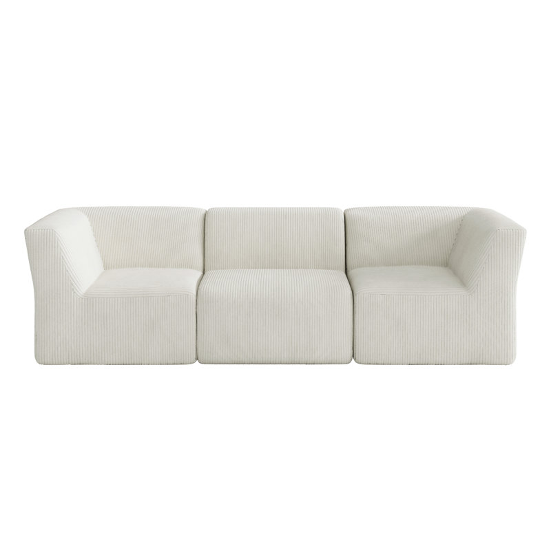 3 Seater Corduroy Seating Component, Beige Corduroy