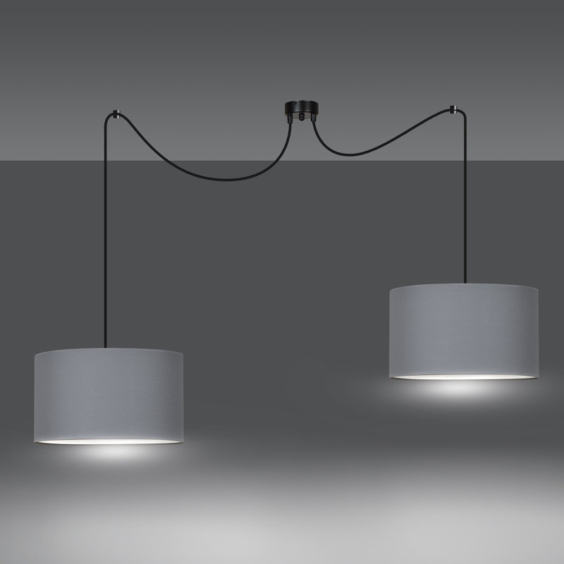 Pascua 2 - Light Black Drum Pendant, Grey