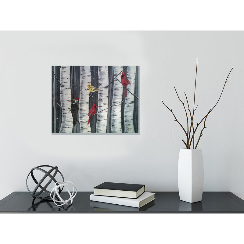 «Birch Birds in the Wilderness» par Amy Valiante - reproduction d'art, Toile tendue, Pas de tapis, H 16 po x l 2 po x P 2 po