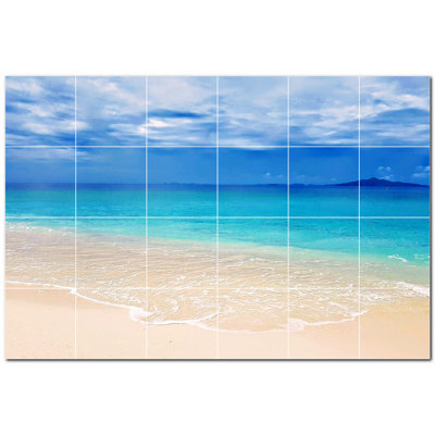Beach Photo 12'' x 12'' Satin Ceramic Decorative Mural