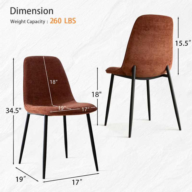 Upholstered Chenille Fabric Side Dining Chair, Terra