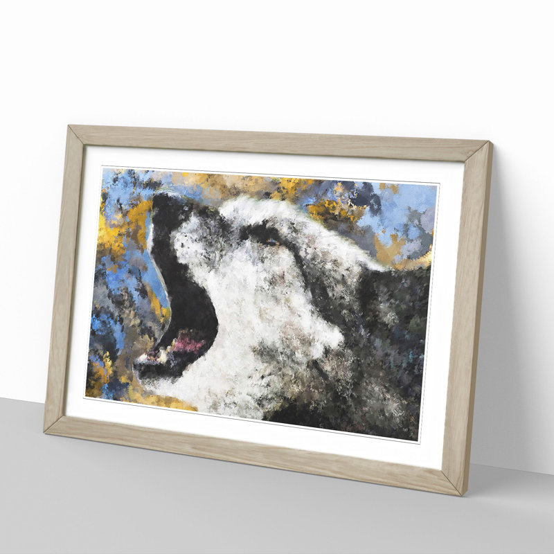 Abstract Wolf Vol.2 - Picture Frame Graphic Art, Oak Framed, 27cm H x 36cm W x 2cm D