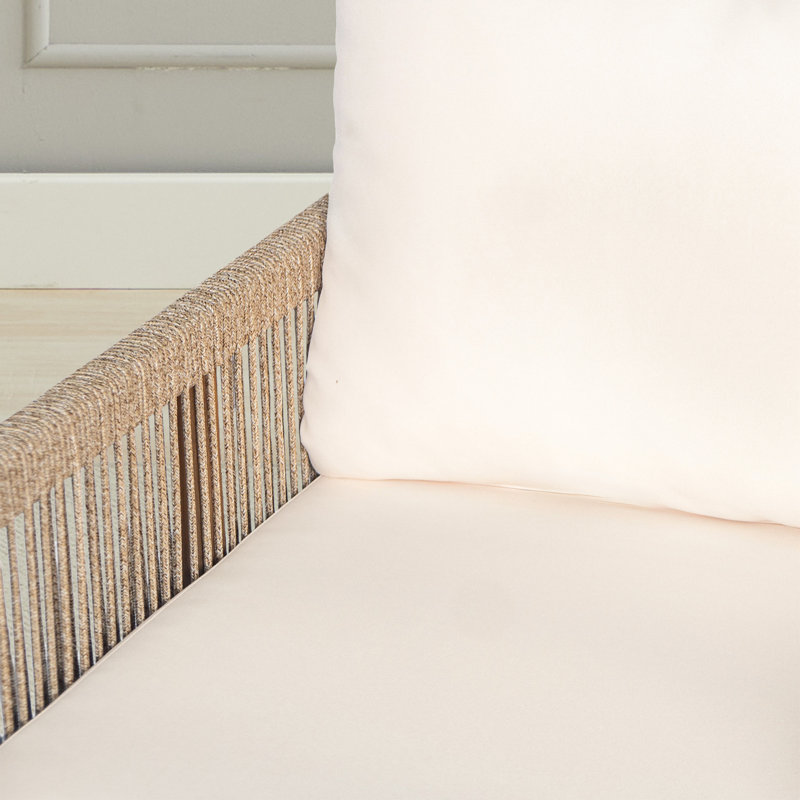 Modern Outdoor Woven Lounge Chair With Solid Wood Frame And Comfortable Polyester Cushions