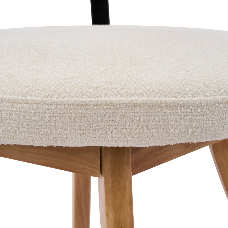 Chaises de salle à manger rembourrées Skara, 4, Coussin blanc / structure naturelle