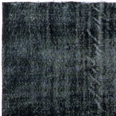 3.7x6.6 Ft Black Color Overdyed Distressed Contemporary Turkish Rug