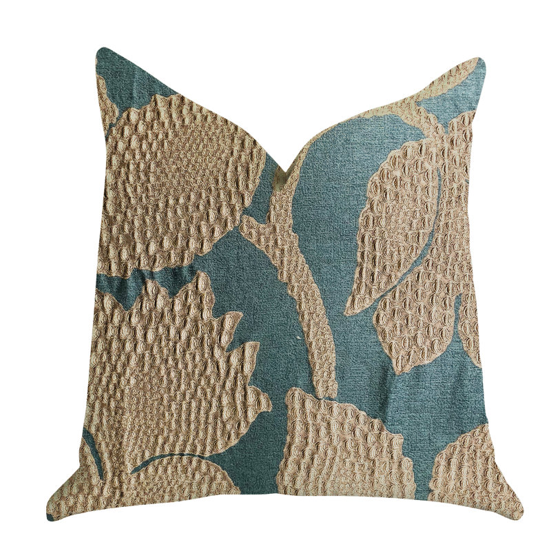 Coussin de vigne doré Arabella, 20 po x 26 po, Vert/doré, Coussin lombaire