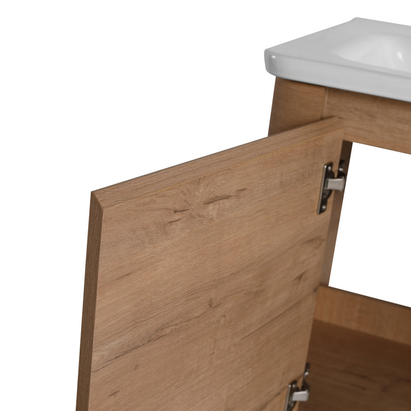 Meuble-lavabo mural 60 po avec éviers et rangement en céramique