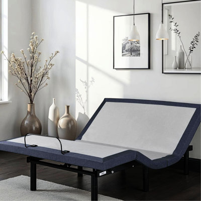 Twin Xl Bed Base Adjustable With 3 Levels Intensity Massage, Three Vibration Modes, Tv/Zero Gravity/Lounge Positions, 2 Ports, Under Led, One Touch Flat Return, Head & Foot Adjustment, Center