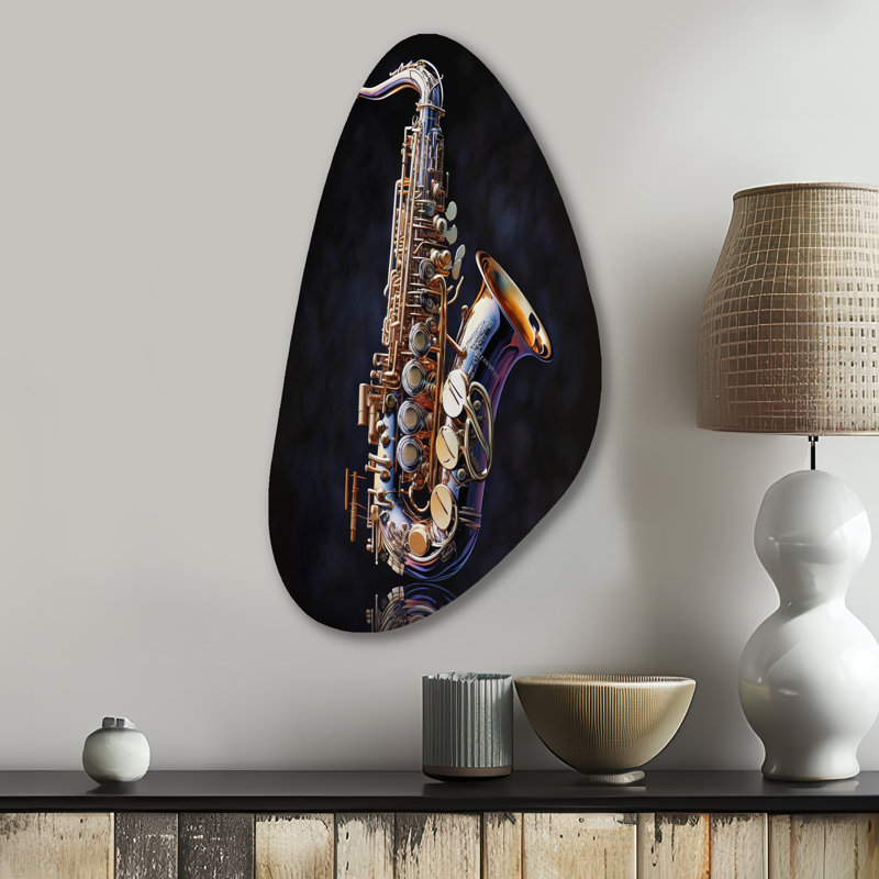 Art mural asymétrique en métal Saxophone I, H 31 po x l 17 po