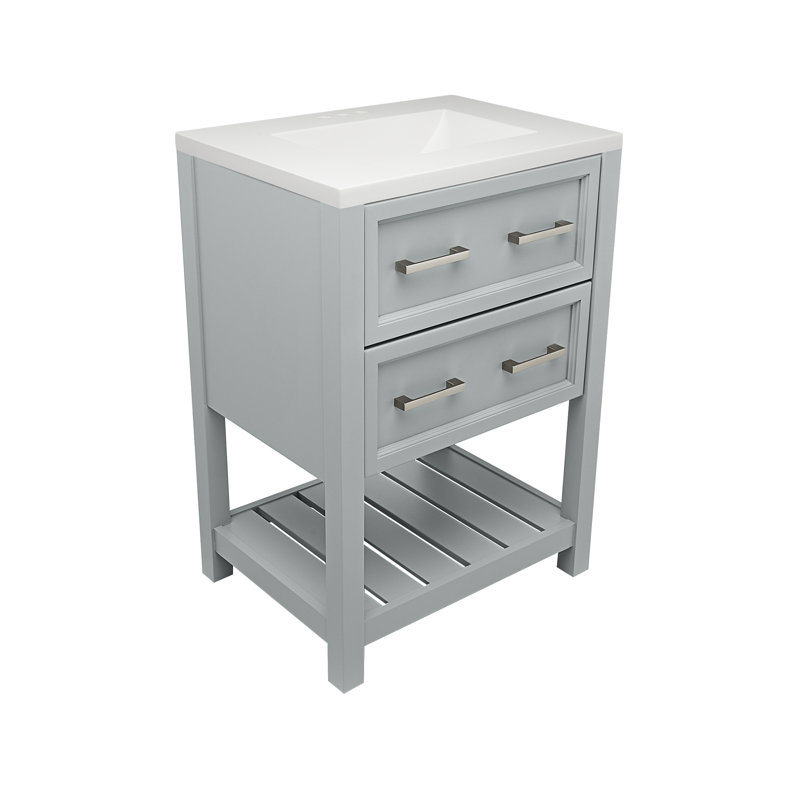 Tremblant 25" Bathroom Vanity with Cultured Marble or Quartz Top, White, Gray
