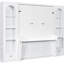 Grand lit plateforme blanc avec tablette, armoires latérales, tiroirs et fabrication en pin massif, design français, grande capacité de rangement, élégance, espace d'utilisation nocturne