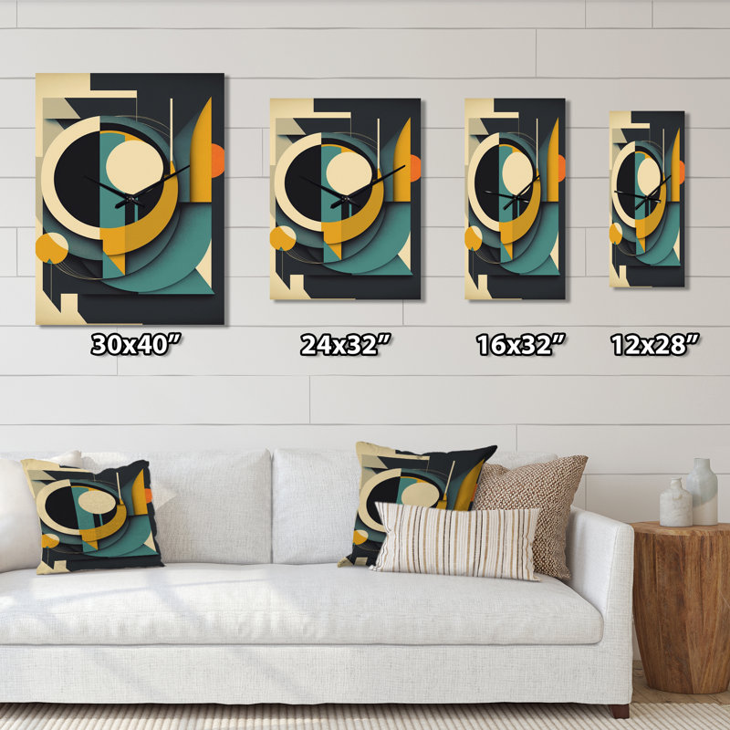 Horloge murale Mid-Century rétro Dimensions I - Mid-Century abstrait, Très grand